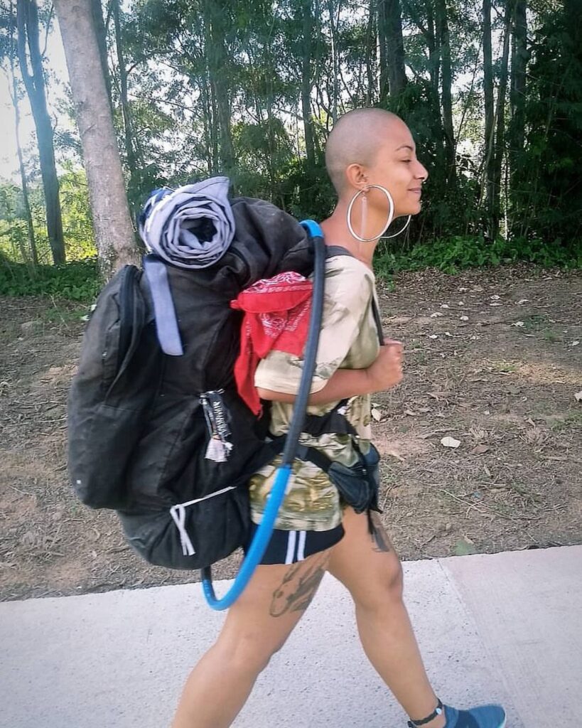 Maria Preta durante seu mochilão 